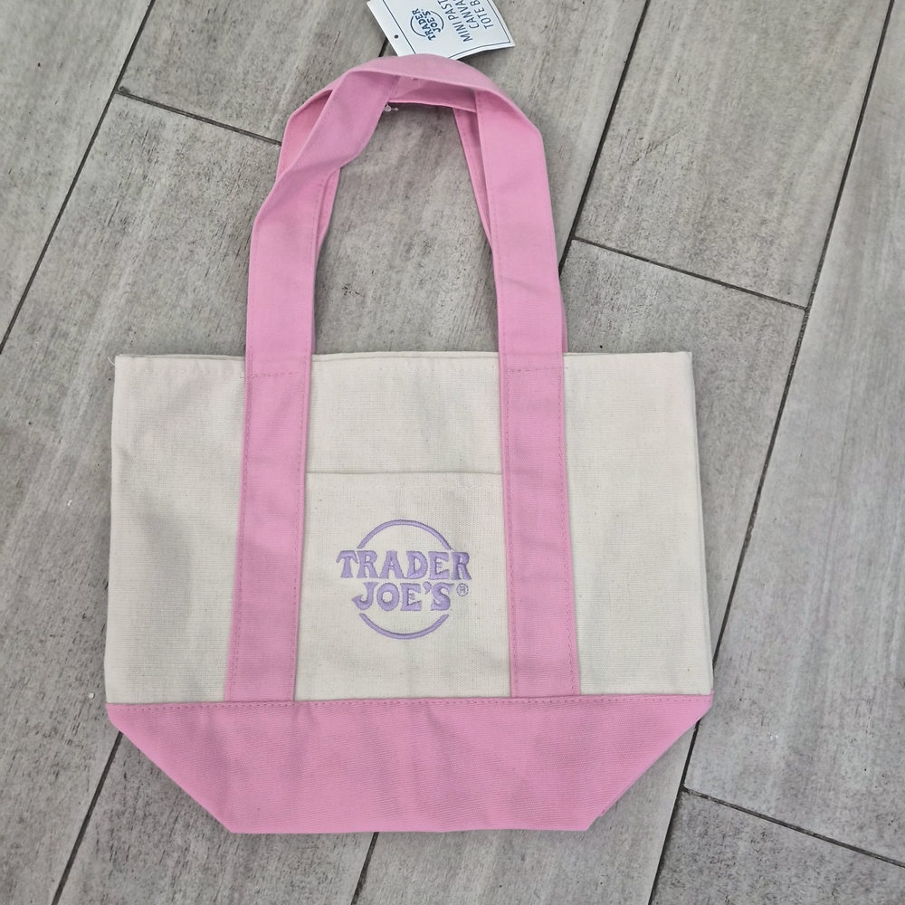 Pink & Cream Canvas Tote Bag